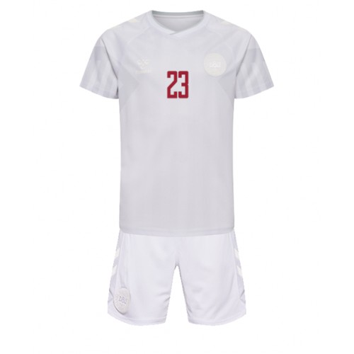 Maillot de foot Danemark Pierre-Emile Hojbjerg #23 Extérieur enfant Monde 2022 Manches Courte (+ pantalon court)